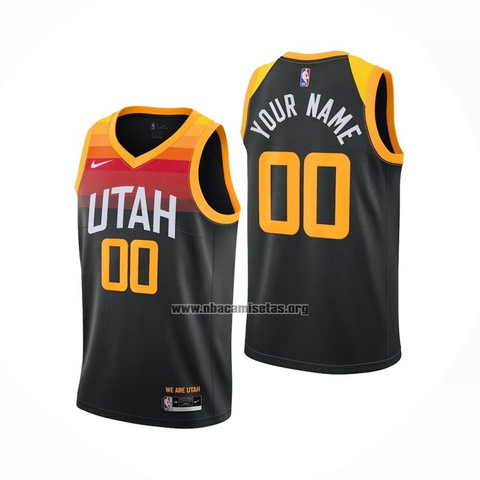 Camiseta Utah Jazz Personalizada Ciudad 2020-21 Negro
